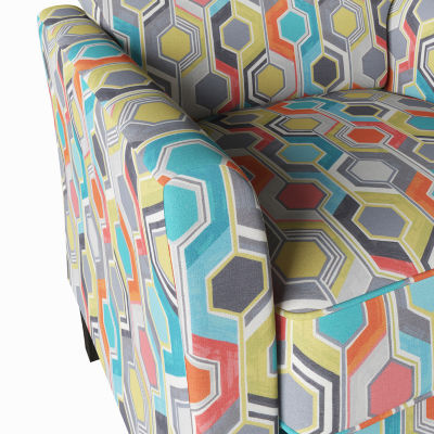 Alex Transitional Flared Arm Accent Chair in Floral Fabric