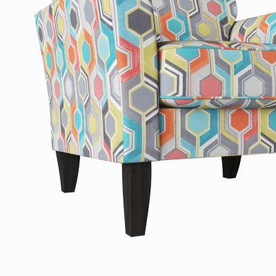 Alex Transitional Flared Arm Accent Chair in Floral Fabric