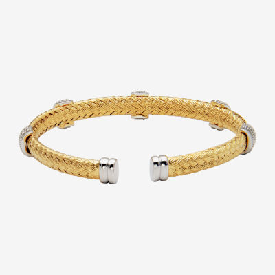Paris 1901 By Charles Garnier Womens Cubic Zirconia 18K Gold Over Silver Cuff Bracelet