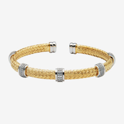 Paris 1901 By Charles Garnier Womens Cubic Zirconia 18K Gold Over Silver Cuff Bracelet