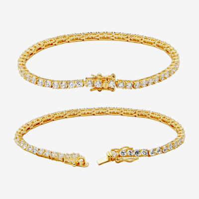 DiamonArt® 18K Yellow Gold over Silver Cubic Zirconia Tennis Bracelet