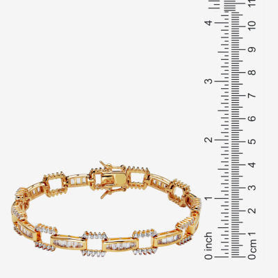 18K Gold Over Silver 7.5 Inch Solid Link Square Link Bracelet