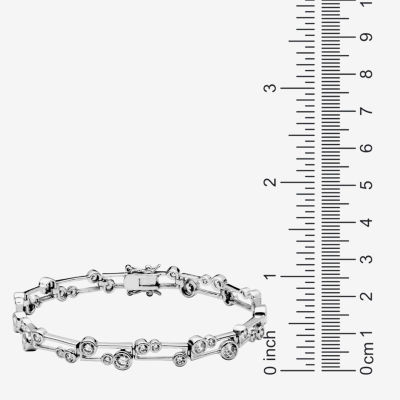 Sterling Silver Cubic Zirconia Round Link Bracelet