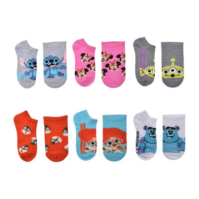 Disney Collection Big Girls 6 Pair Multi-Pack No Show Socks