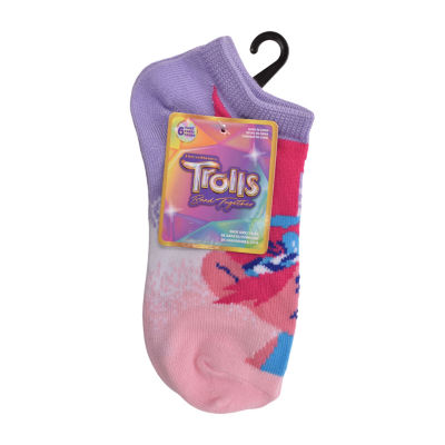 Big Girls 6 Pair Trolls Multi-Pack No Show Socks