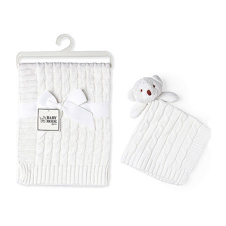 3 Stories Trading Company Baby Cable Knit Gift Set 2-pc. Baby Blanket In White