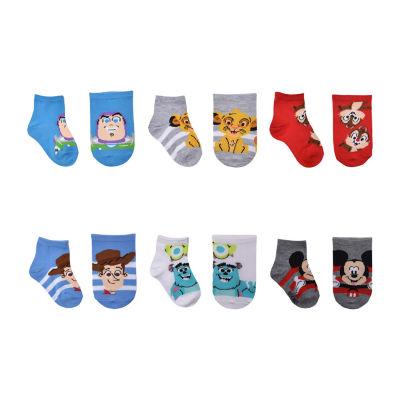Disney Collection D100 Toddler Boys 6 Pair Quarter Socks