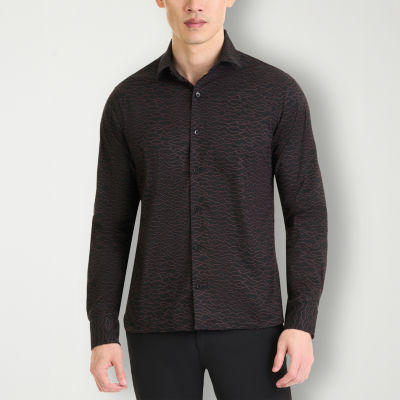 Van Heusen Performance Mens Slim Fit Long Sleeve Grid Button-Down Shirt