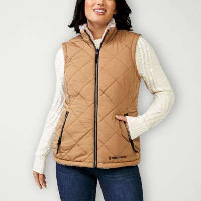 Free Country Womens Quilted Vest, Color Camel JCPenney