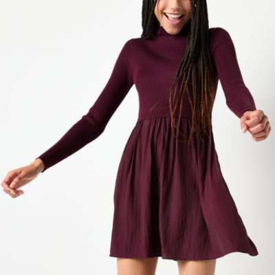 by&by Womens Long Sleeve Sweater Dress Juniors