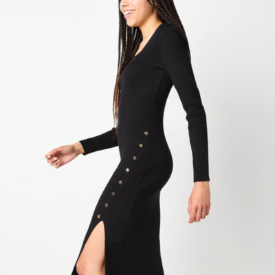 by&by Womens Long Sleeve Midi Sweater Dress Juniors