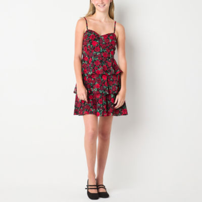 by&by Womens Juniors Sleeveless Floral Fit + Flare Dress