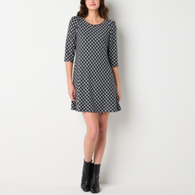 Jessica Howard Womens 3/4 Sleeve Plaid Shift Dress