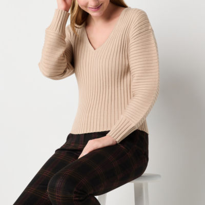 Worthington Womens V Neck Long Sleeve Pullover Sweater