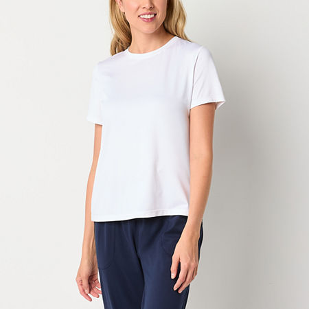 Xersion Womens Performance Crew Neck Short Sleeve T-shirt In White