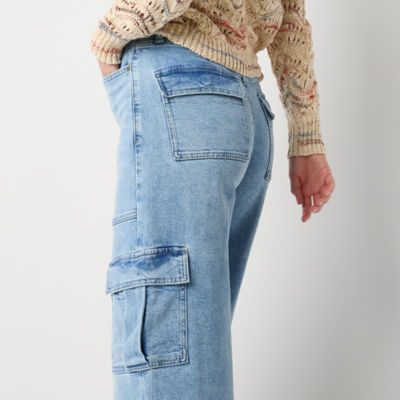 a.n.a Soft Drape Cargo Womens Highest Rise Wide Leg Jean