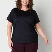 Xersion Everyday Womens Crew Neck Short Sleeve T-Shirt Plus