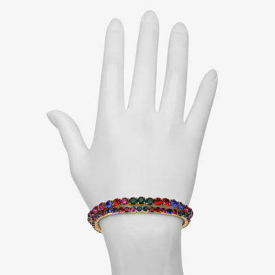 Bijoux Bar Delicates Gold Tone Womens Multi Color Glass Round Stretch Bracelet