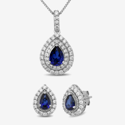 Gemstone Sterling Silver 2-Pc Pear Jewelry Set