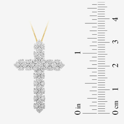 Womens 1 CT. T.W. Mined White Diamond 10K or 14K Gold Cross Pendant Necklace