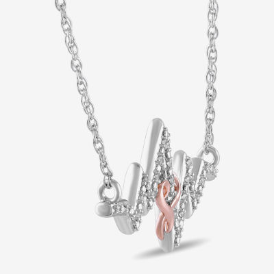 Hallmark Diamonds Womens Diamond Accent Natural White Diamond 14K Rose Gold Over Silver Heart Pendant Necklace