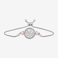 Hallmark Diamonds Tree Of Life Diamond Accent Natural White Diamond 14K Rose Gold Over Silver Heart Round Bolo Bracelet, One Si