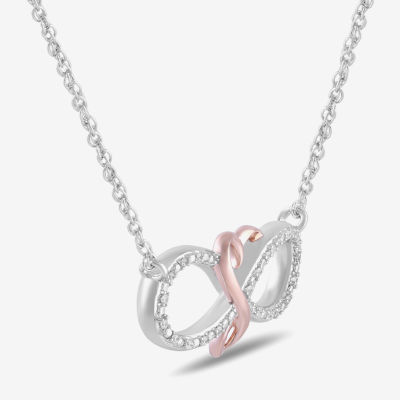 Hallmark Diamonds Womens Diamond Accent Natural White Diamond 14K Rose Gold Over Silver Heart Infinity Pendant Necklace