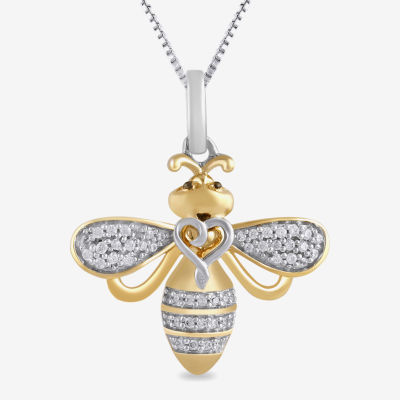 Hallmark Diamonds Womens 1/10 CT. T.W. Natural White Diamond 14K Gold Over Silver Pendant Necklace