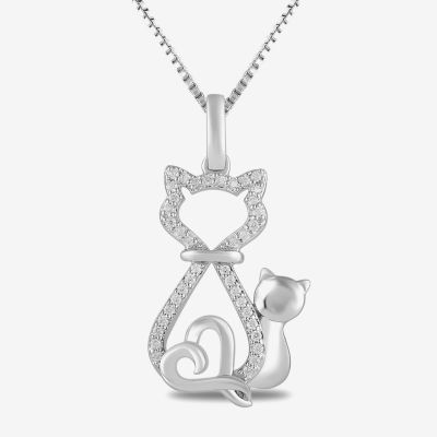 Hallmark Diamonds Womens 1/10 CT. T.W. Natural White Diamond Sterling Silver Heart Pendant Necklace