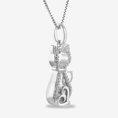 Hallmark Diamonds Womens 1/10 CT. T.W. Natural White Diamond Sterling Silver Heart Pendant Necklace