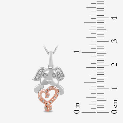 Hallmark Diamonds Womens Natural White Diamond 14K Rose Gold Over Silver Heart Pendant Necklace