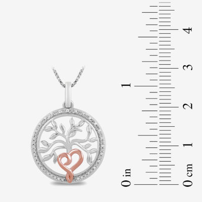 Hallmark Diamonds Womens Diamond Accent Natural White Diamond 14K Rose Gold Over Silver Heart Round Pendant Necklace