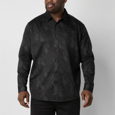 Shaquille O'Neal XLG Big and Tall Mens Classic Fit Long Sleeve Button-Down Shirt