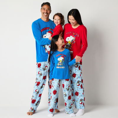 Unisex Peanuts Snoopy Crew Neck Long Sleeve 2-pc. Matching Family Pajama Sets