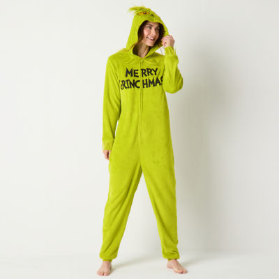 Unisex Adult Dr. Seuss Grinch Fleece Long Sleeve One Piece Pajama