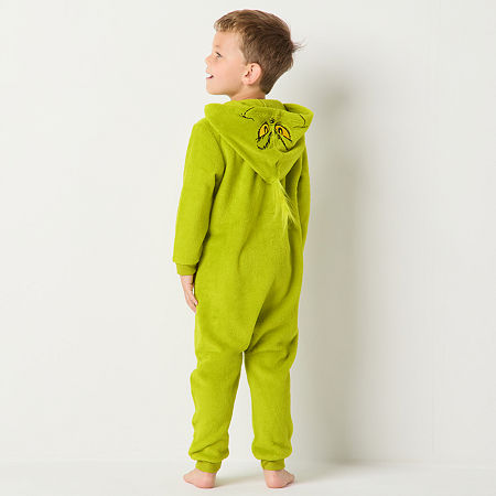 Little Unisex Dr. Seuss Grinch Fleece Long Sleeve Matching Family One Piece Pajama, 4t, Green