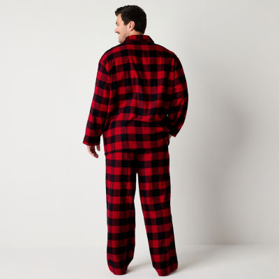 North Pole Trading Co. Mens Big Flannel Long Sleeve 2-pc. Pant Pajama Set