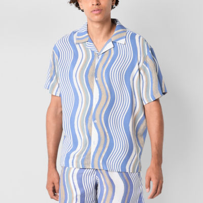 Arizona Mens Short Sleeve Striped Button-Down Shirt