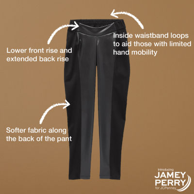 Jamey Perry x JCPenney Womens Adaptive Faux Leather Ponte Pant