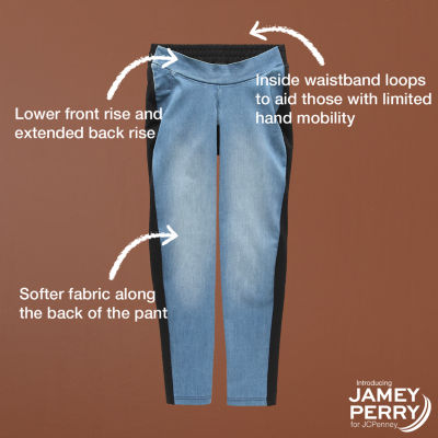 Jamey Perry x JCPenney Womens Adaptive Light Wash Denim Ponte Pant