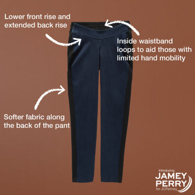 Jamey Perry x JCPenney Womens Adaptive Dark Wash Denim-Ponte Pant