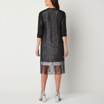 Perceptions Sequin Womens 3/4 Sleeve Shrug