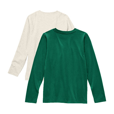 Thereabouts Little & Big Boys 2-pc. Crew Neck Long Sleeve T-Shirt, Xl (18-20) Husky, Green