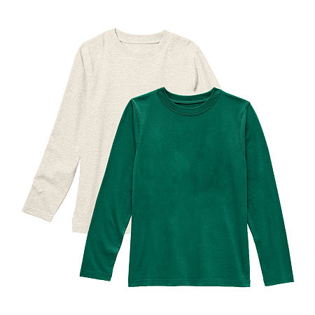 Thereabouts Little & Big Boys 2-pc. Crew Neck Long Sleeve T-Shirt, Xl (18-20) Husky, Green