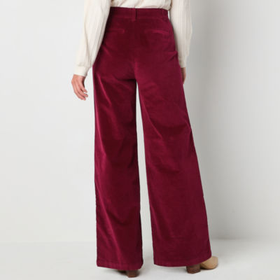 Liz Claiborne Womens High Rise Wide Leg Pull-On Pants