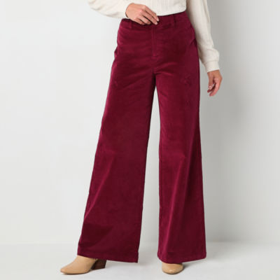 Liz Claiborne Womens High Rise Wide Leg Pull-On Pants