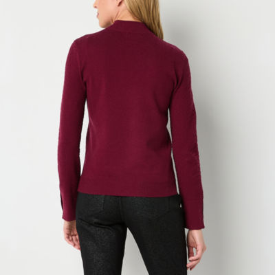 Liz Claiborne Womens Mock Neck Long Sleeve Pullover Sweater