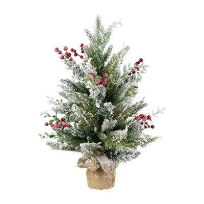 Northlight 24" Flocked Balsam Pine Artificial Mini In Burlap Base 2 Foot Flocked Pine Christmas Tree