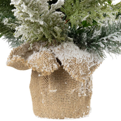 Northlight 24" Flocked Balsam Pine Artificial Mini In Burlap Base 2 Foot Flocked Pine Christmas Tree