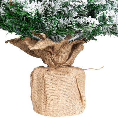 Northlight 3ft Frosted Pine Artificial In Burlap Base 3 Foot Pine Christmas Tree